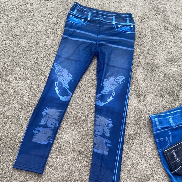 High-waisted High-stretch Faux Denim Leggings - Size Medium - Picture 2 of 6